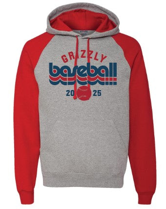 Grizzly Baseball retro color block hooded sweatshirt