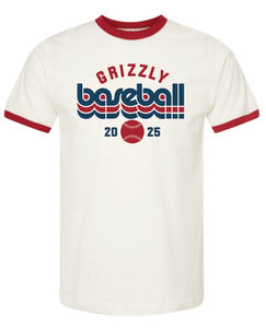 Grizzly Baseball Retro Vintage white/red Ringer T (Copy)