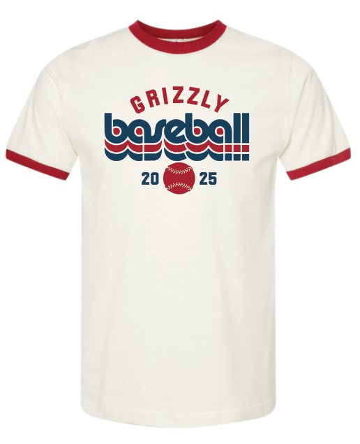 Grizzly Baseball Retro Vintage white/red Ringer T (Copy)